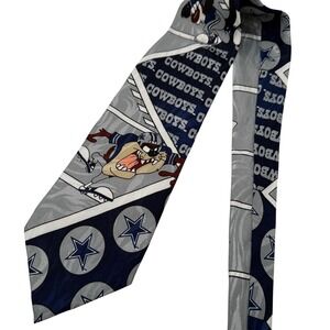 Vintage 1993 Dallas Cowboys Tazmanian Devil Looney Tunes Silk Necktie Men's NFL